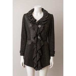 Vex Women's M Black Ruffle Asymmetrical Jacket Whimsigoth‎ Dark Fairy Witchy Y2K